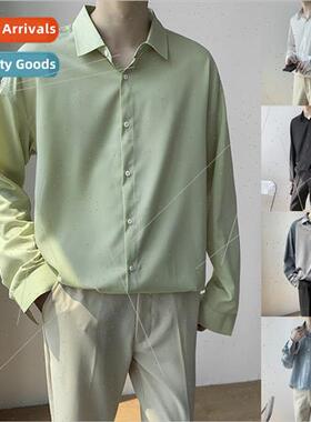Shirt mens long-sleeved summer and fall Hong Kong  draping i