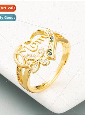 Europe Fashion Skeletonized Heart Alphabet Butterfly Ring St