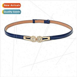 flowers pair buckle Women belt inlaid thin fashio rhinestone
