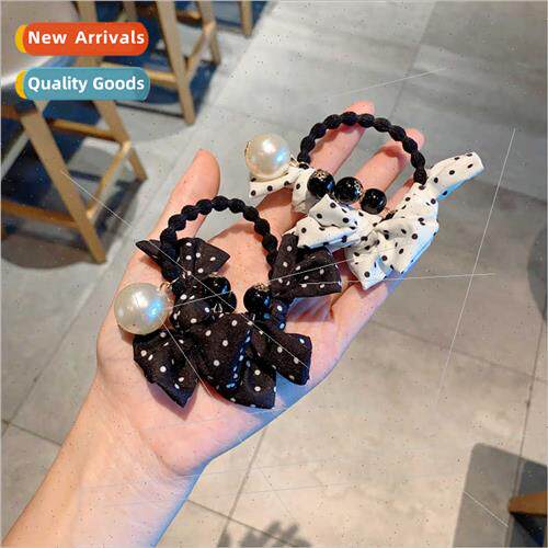 bow pearl hair rope polka dot hair accessories head rope hai