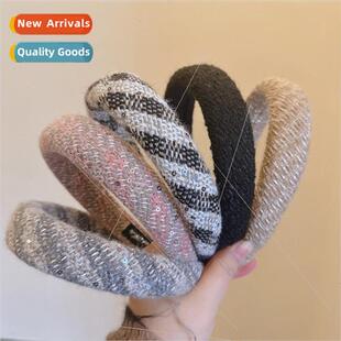 Striped letters cashmere sequins high cranial top temperamen