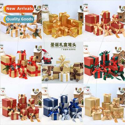 Christmas gift boxes stacked window decorations hotel shoppi