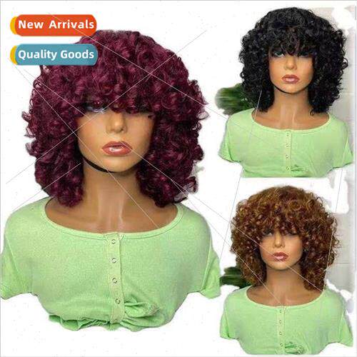 Europe Small Curly African Ladies Wigs Hand Curled Wrap Arou