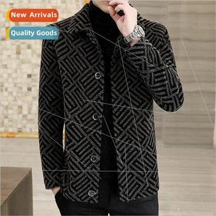 gold wool lapel velvet sable Slim youth coat thickened Men