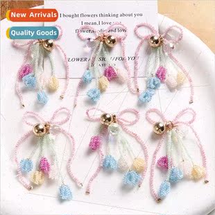 Tassel bow colorful tulip flowers diy handmade weaving beade