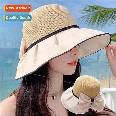 rear open bow fisherman hat knted hollow breathable sunshade