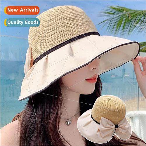 rear open bow fisherman hat knted hollow breathable sunshade