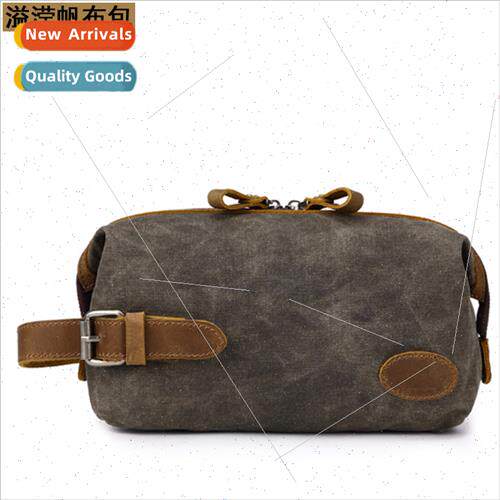 Retro Clutch Crazy Horse Leather Canvas Bag Cross Small Squa