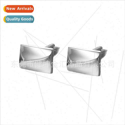 3D Convex Rectangular Polished Wave Cufflinks Metal Men Cuff