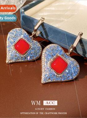 lver needle crystal love heart earrings lerary vintage hundr