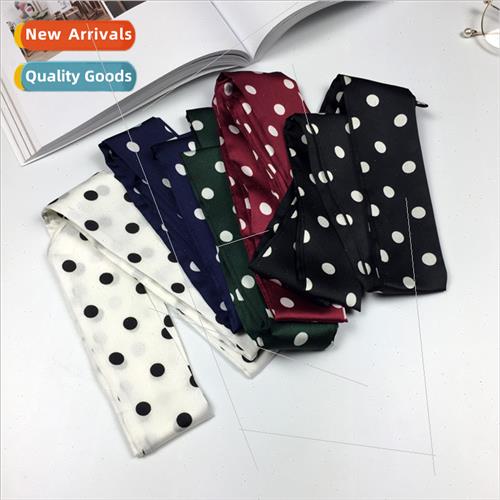 Thin narrow long polka dots chic small silk scarf women vers