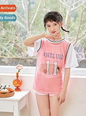 Girls swimsu female middle and older children baby spl three