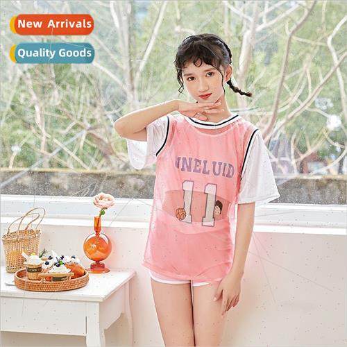 Girls swimsu female middle and older children baby spl three