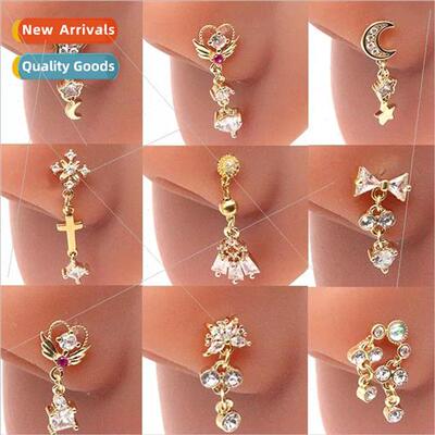 Europe Heart Flower Pendant Nose Studded Nose Jewelry Butter