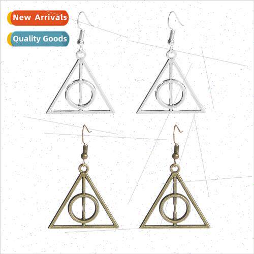 Europe film  around -rotating triangular retro earrings two