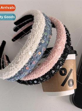 Autumn winter hair bands French sequins sponge headband clas