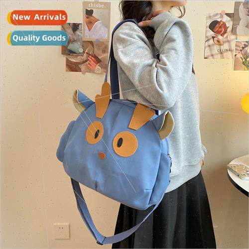 Canvas Women Bag 2024 New Korean Cartoon Shoulder Bag Trend