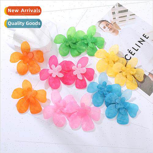 Summer new Europe earrings acrylic flower earrings girls sim