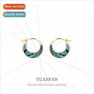 925 silver vintage abalone shell crescent moon earrings fema