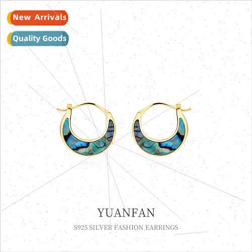 925 silver vintage abalone shell crescent moon earrings fema