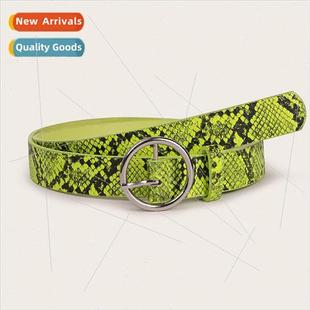 buckle fluorescent green New print round snake spring silver