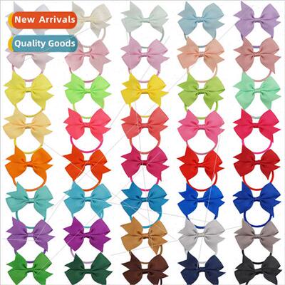 Children hair accessories solid color Europe baby bow leathe
