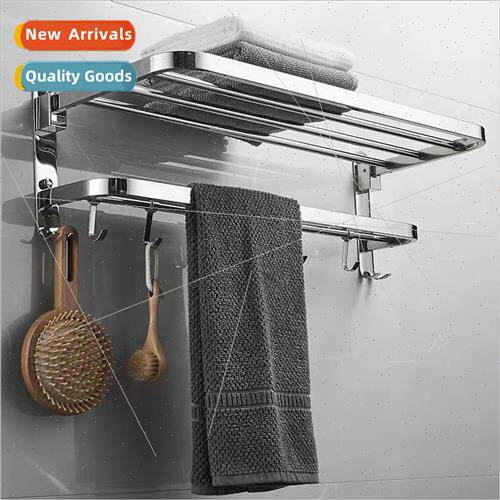 Thickened 304 towel rack no punch bathroom towel rack shelf