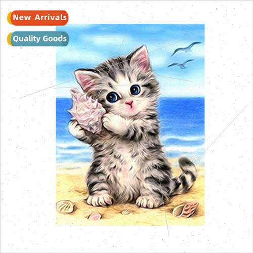 Full round diamond seaside cat handmade DIY diamond painting