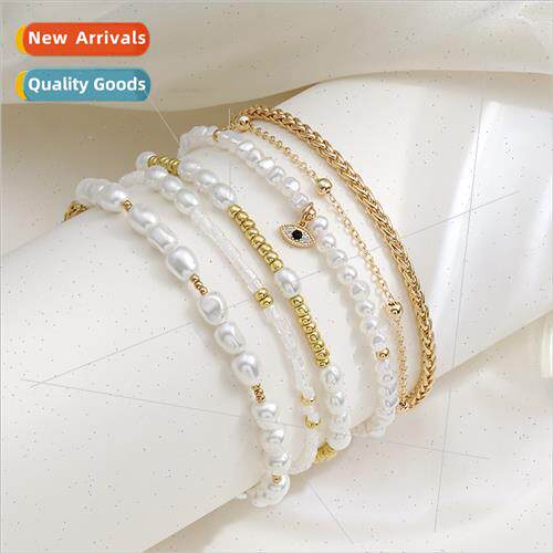 Copper wh Zirconium Devil Eye Small Pendant Multi-Row Pearl