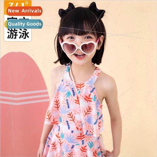 Childrens swimsus girls one-piece skirt swimsu 2023 new midd