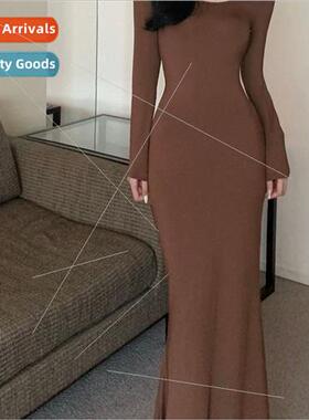 2023 new black bottoming long dress Slim fishtail package hi