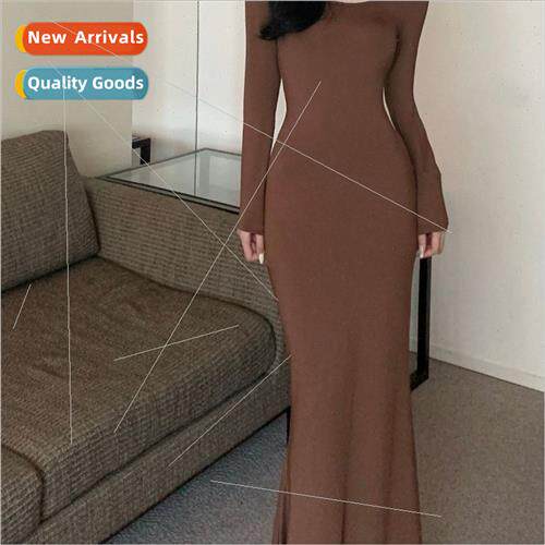 2023 new black bottoming long dress Slim fishtail package hi