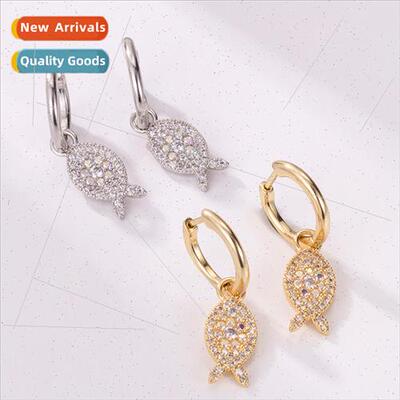 S925 silver needle copper gold-plated zirconium inlaid cute