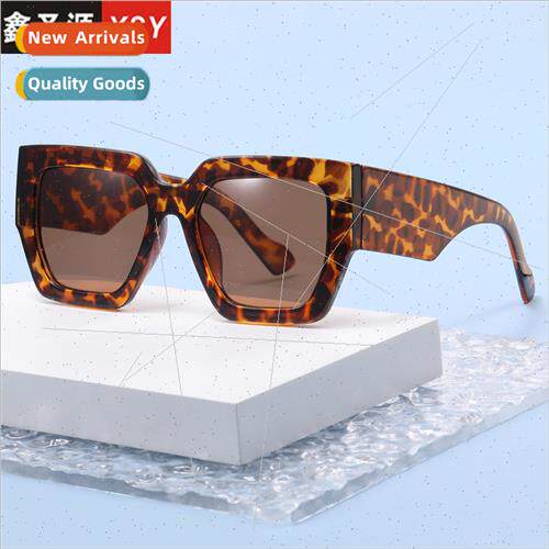 New large Square Frame female spliced leopard print glasses