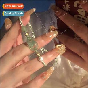 Buckle Peace Bracelet Women Niche Ring Jade Double