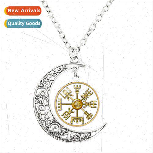 New Amulet Viking Symbol Odin Nordic Dome Glass Pendant Moon