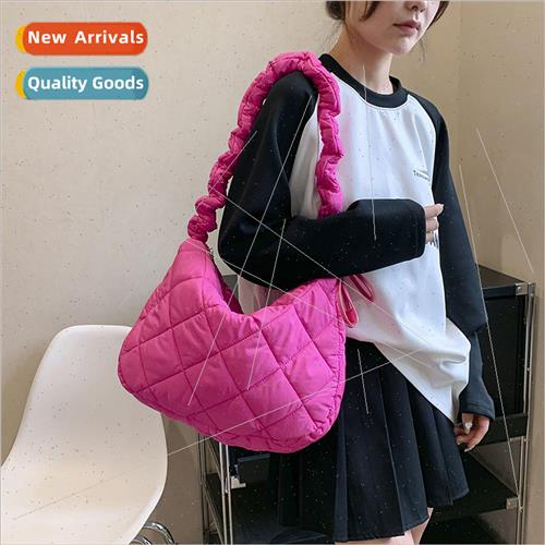 Korea pleated cloud bag underarm dumpling bag diamond large