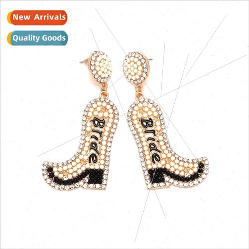 ZA personalized alloy oil drop inlaid diamond letters boots