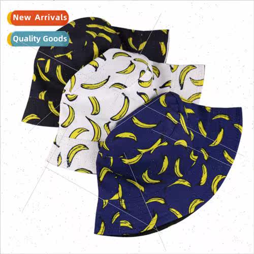 Banana print double-sided wear fisherman hat tide men women