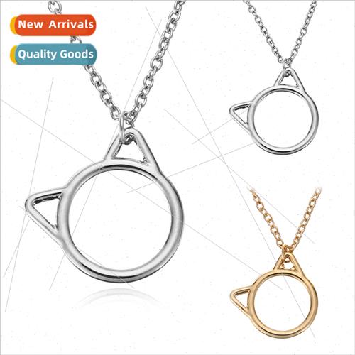 Cute hollow cat pendant necklace fashion simple animal colla