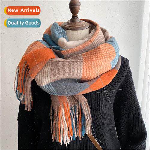Plaid imation cashmere scarf female autumn winter Japanese p