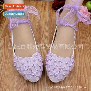 Bridesmaid Shoes Spring Strap Summer New Flat Purple Whe