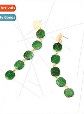 Long Geometric Resin Tassel Earrings Vintage Creative Splici