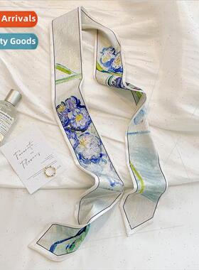 Spring summer thin narrow ribbon ins bag tie oil painting sm