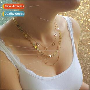 Copper Geometric Bead Chain Necklace Europe Stacking Fashion