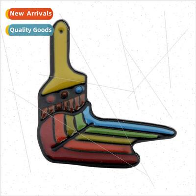 Personalized creative paint brush oil drop brooch rainbow co
