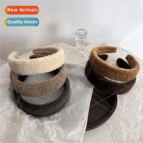 Winter wide edge pressed hair thick material plush hair band