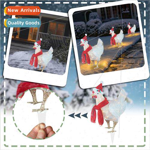 New ght-Up Chicken wh Scarf Christmas Garden Ground Plugs gh