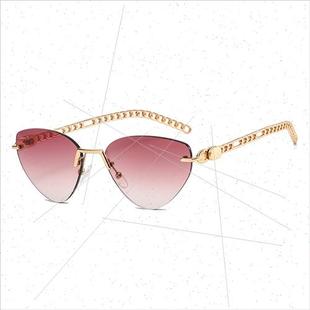 sunglasses temp cat chain metal women edge cut eye new 2A386