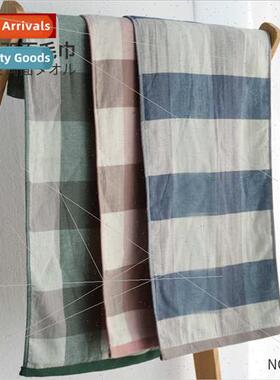 AM02 unprinted plaid double-sided towel good gauze adult was